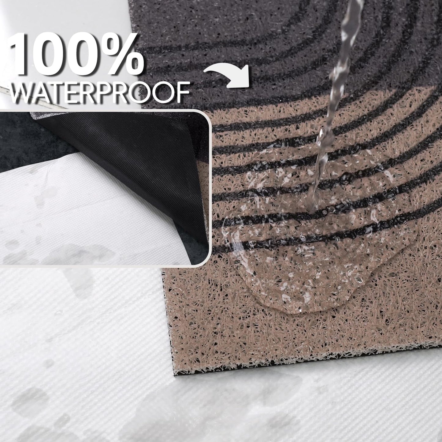 Cat Litter Mat Litter Trapping Mat, 24"x15" Waterproof Urine Proof Litter Box Mat Catcher Mat Non-Slip Washable for Kitty Kitten, Black