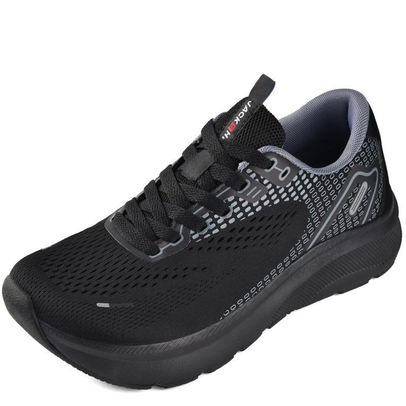JACKSHIBO Wide Toe Box Shoes for Men Arch Support Shoes Wide Width Sneakers for Running Walking Athletic Tennis Orthopedic Plantar Fasciitis Workout with Thick Cushioned Zero Drop Sole Black