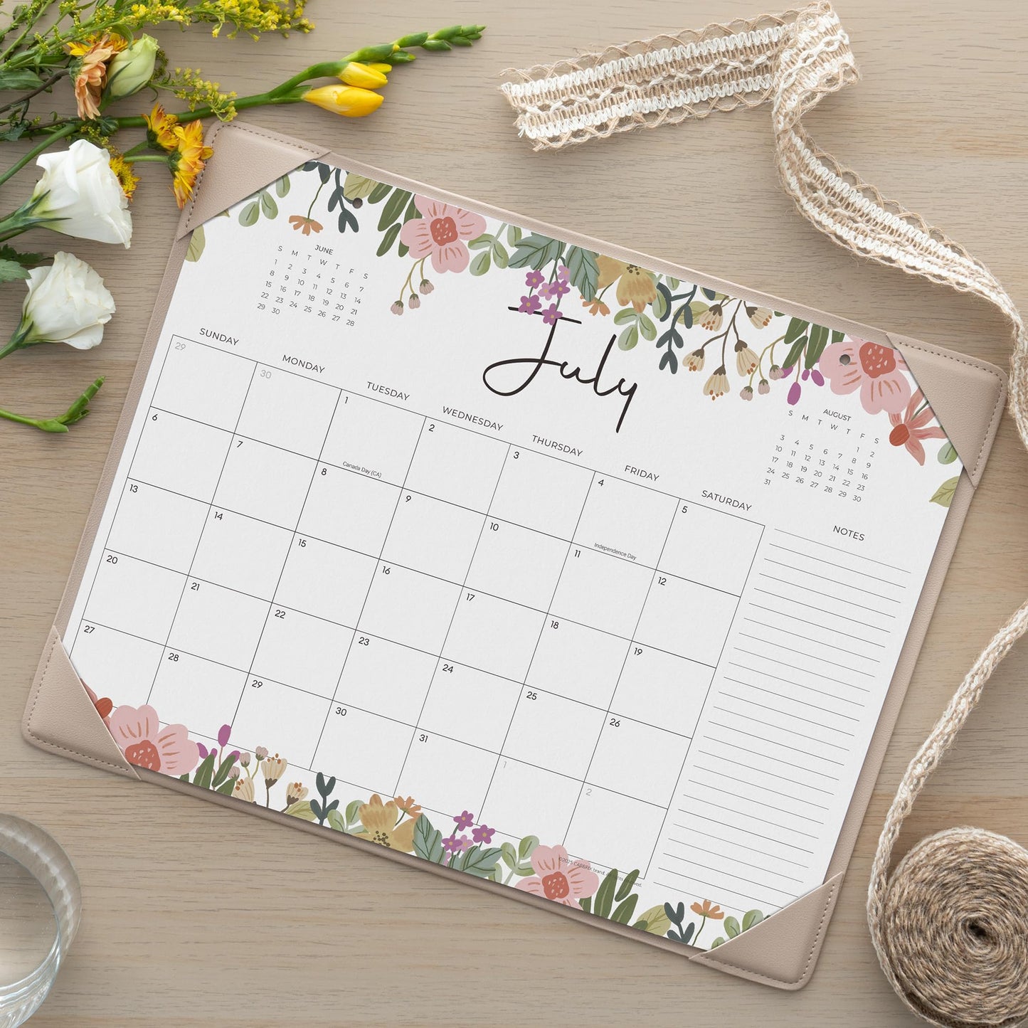 Cabbrix Desk Calendar 2026 with Desktop Mat, Floral Desk Pad Calendar 15 x 12 Inch 18 Months Runs From January 2026 to June 2027, Desk Blotter Calendar for Home School and Office (Floral)