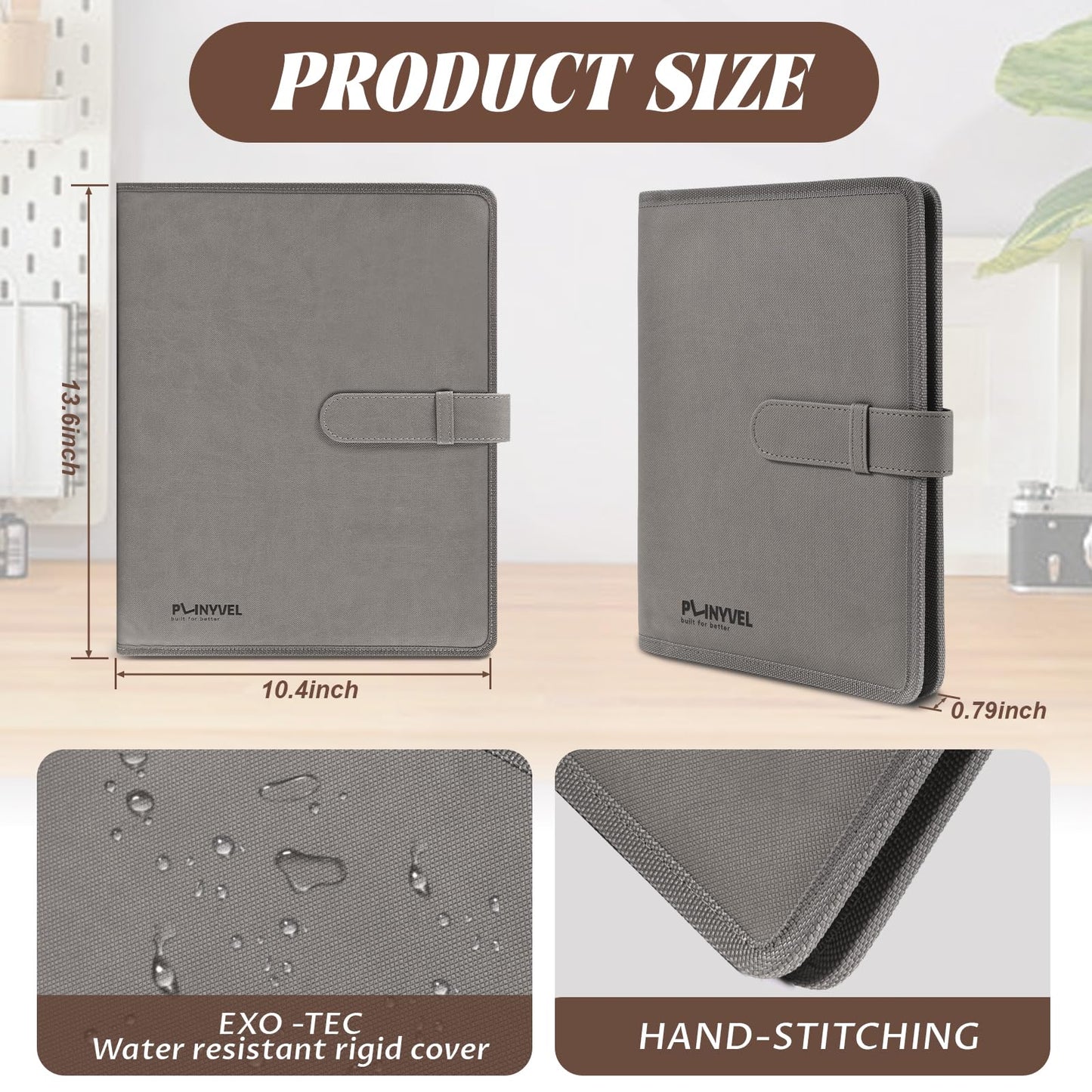 Plinyvel Travel Sketch Case & Cover: Leather Organizer Fits 5.5x8.5 Sketch Book & Spiral Pad | All-in-One Art Kit with Pencil Holder | Compact for Artists, Beginners & Travel (Gray)
