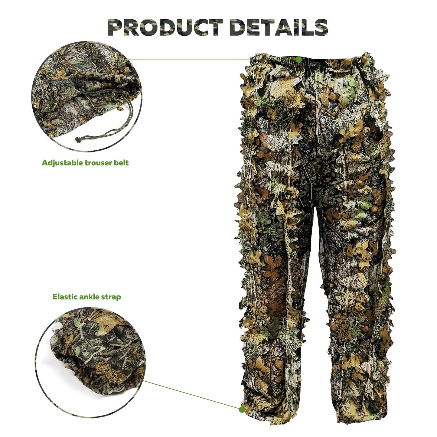 Ghillie Suit Outdoor Leafy Suit for Hunting Super Lightweight Hooded Camouflage Including Clothes Gloves Face Mask and Bag