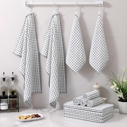 Homaxy Kitchen Towels and Dishcloths Set, 16 x 25 and 12 x 12 Inches, Super