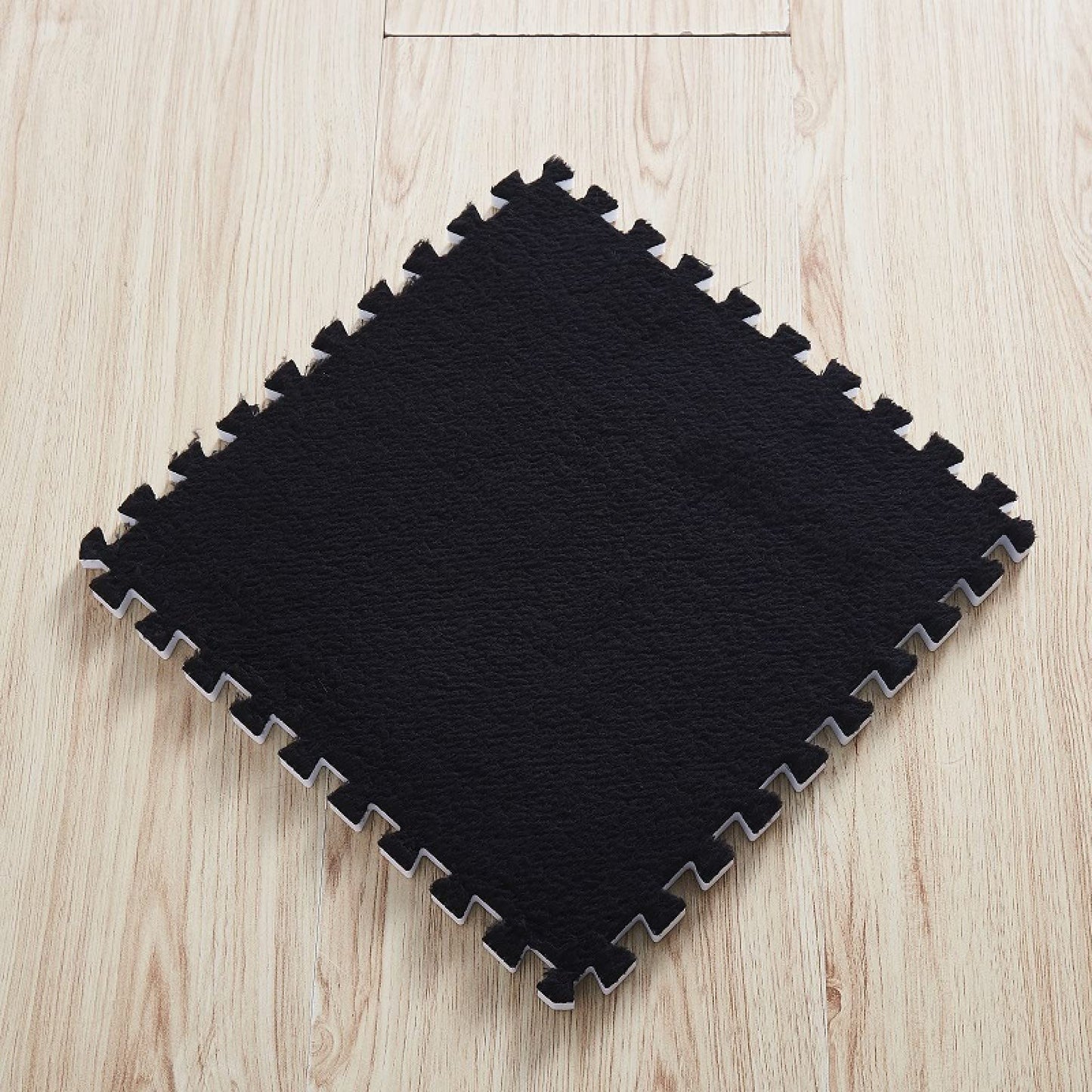 Smabee Interlocking Carpet Shaggy Soft EVA Foam Mats Fluffy Area Rugs Protective Floor Tiles Exercise Play Mat for Children Kids Room Home Parlor Bedroom (12 pcs, Black)