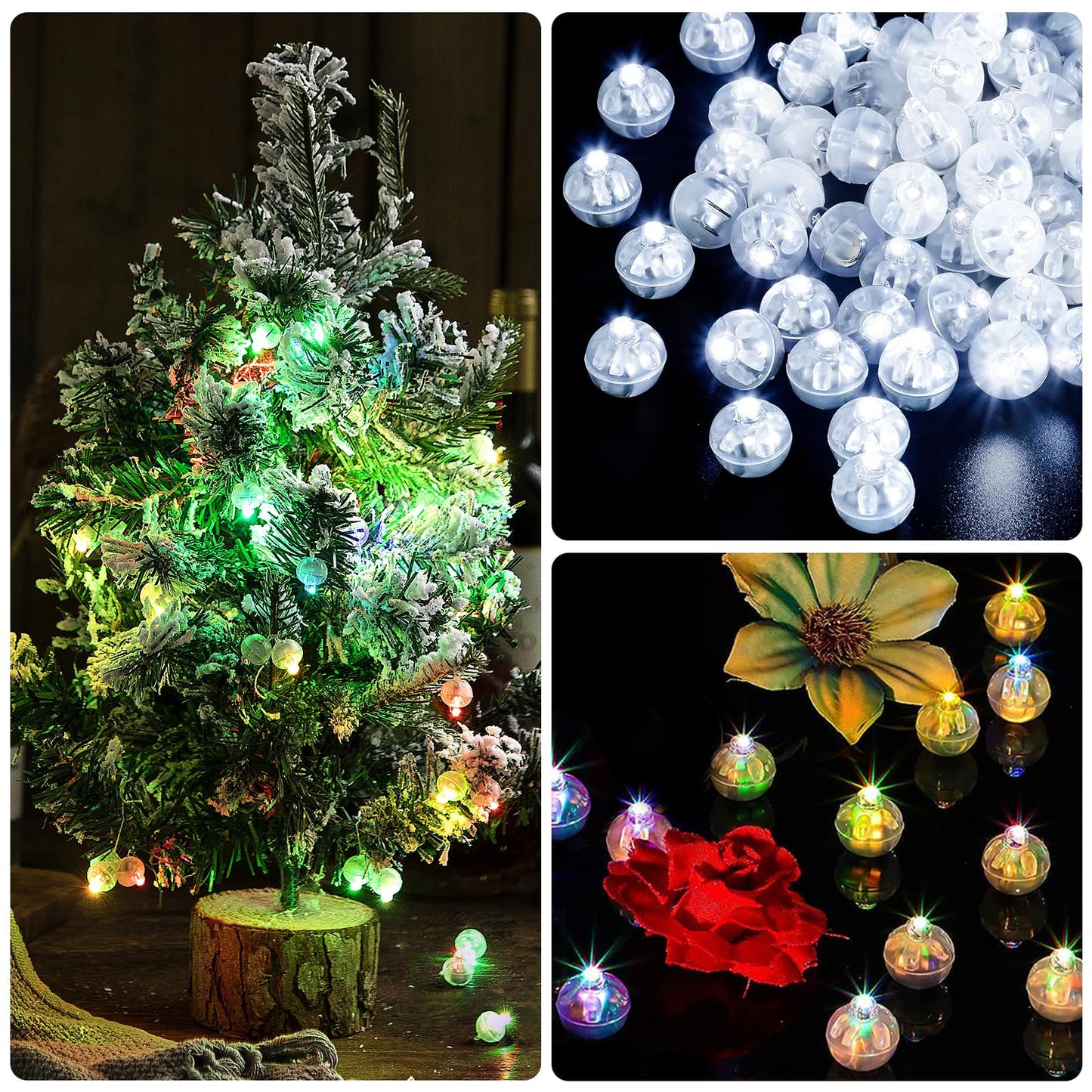 FWYWNL 100pcs Balloon Lights,Round LED Ball Lamp for Latex Balloon Paper Lantern Party Wedding Festival Christmas Halloween Decorative，Long Standby Time Waterpro of Mini Light (White)