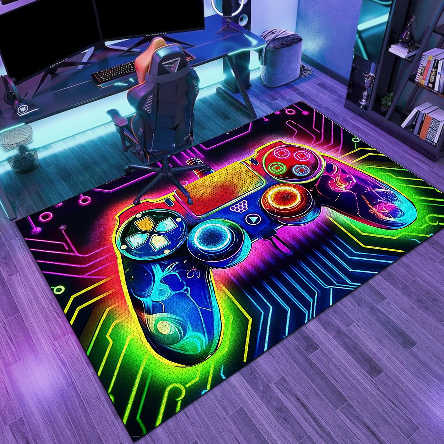 Gaming Area Rugs for Boys Cool Gamer Control Carpets for Bedroom Large Non Slip Area Rugs for Playroom Game Console Decorative Floor Mats 60" x 39"
