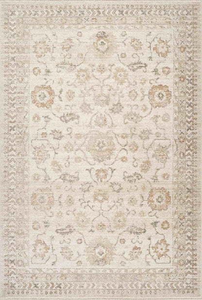 Abani Evelyn Collection Beige Area Rug - 4' x 6' - Floral Pattern, Non-Shedding - Easy to Clean, Durable for Living Rooms, Bedrooms & Offices, Pet & Kid Friendly