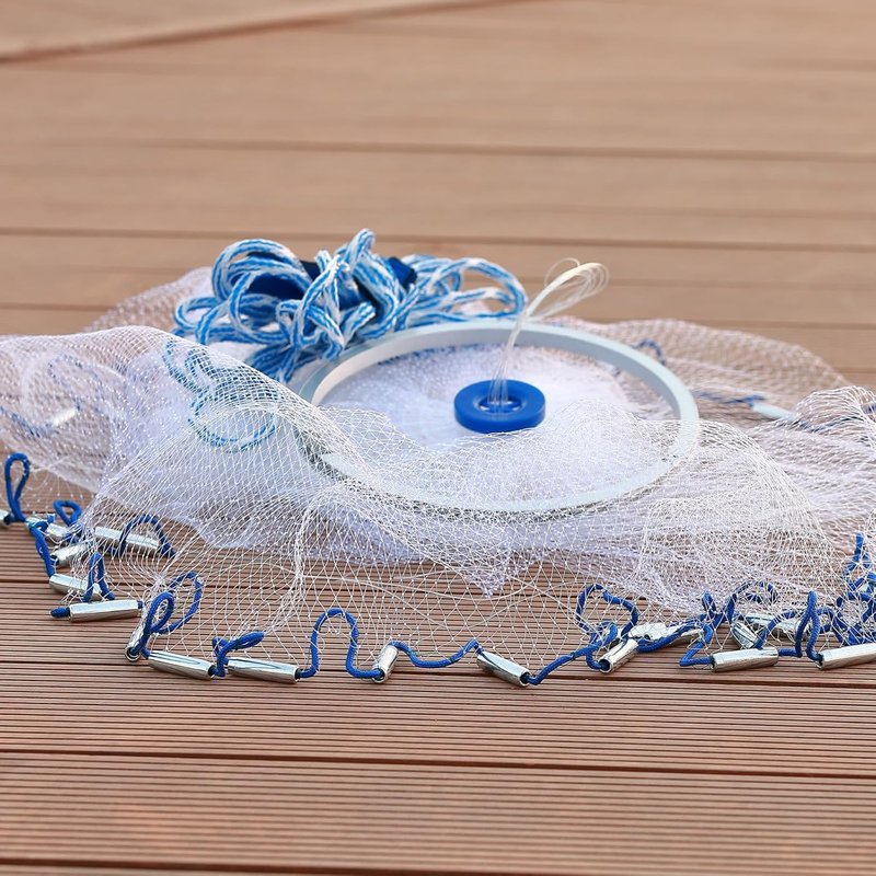 Fishing Net - Saltwater Cast Net with Aluminum Ring | Minnow Trap, 3FT to 12FT Sizes