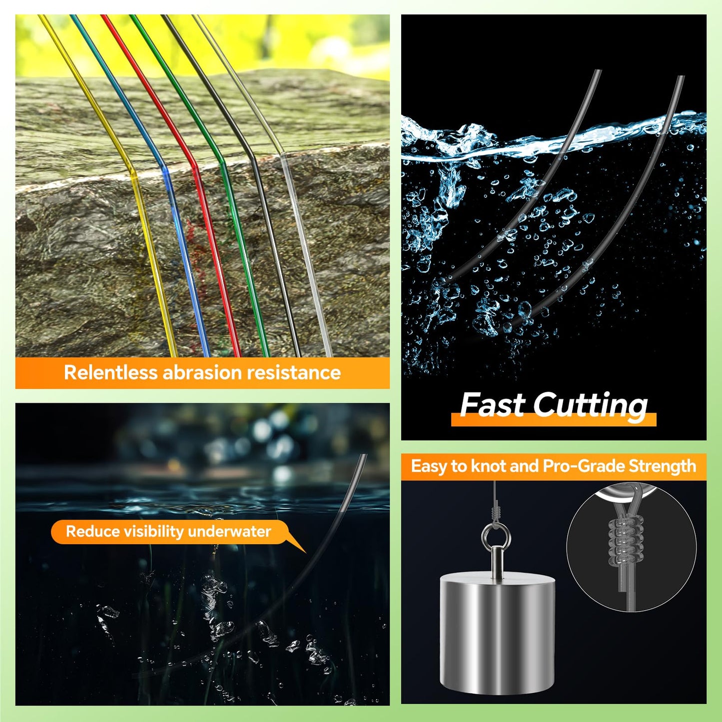 POWJOY 50lb Clear Monofilament Fishing Line & Craft String - 110 Yards Invisible Nylon with Knot Guide, Perfect for Fishing, Balloon Garlands, Hanging Decorations & DIY Projects