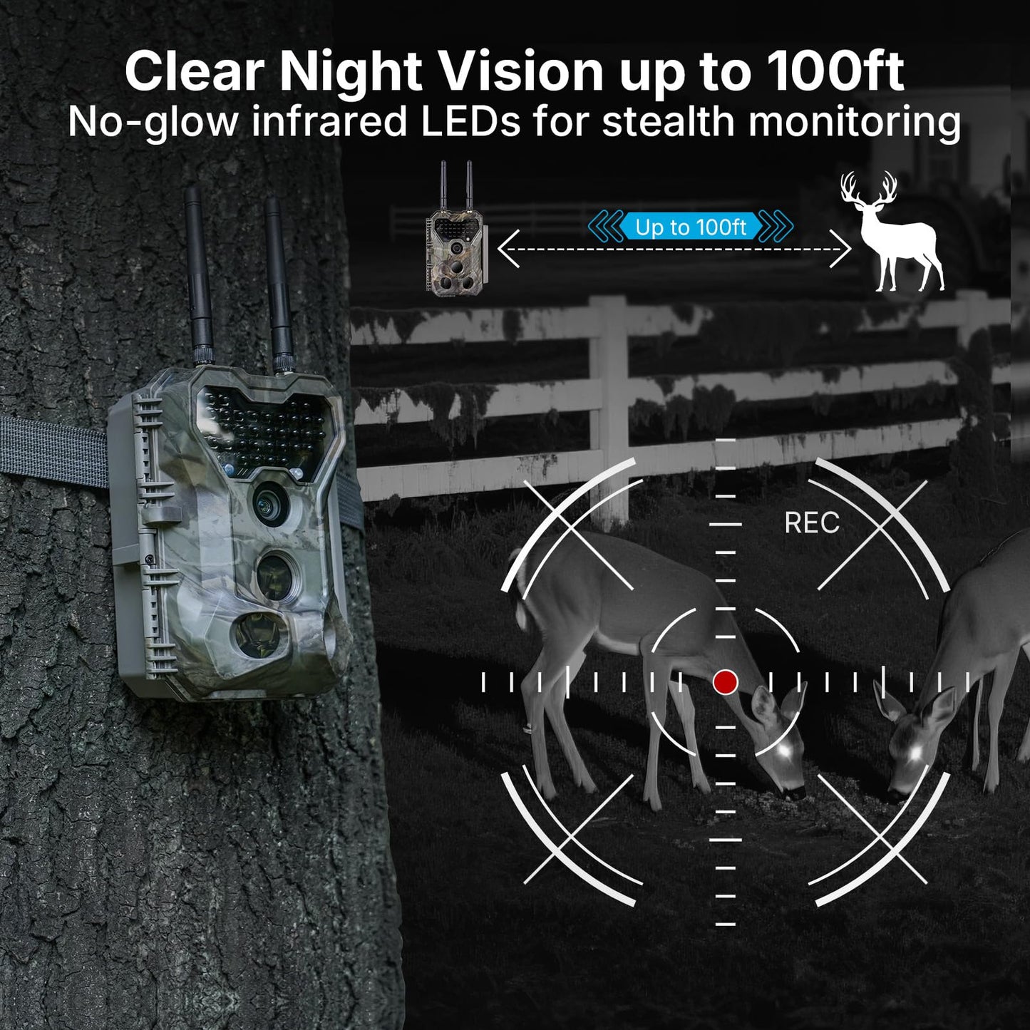 Meidase P300 Pro (Non-Cellular) WiFi Trail Camera, Dual-Antenna 165ft Range, 7800mAh Battery,Fast 0.1s Trigger Speed Motion Activated 64MP Photos, 1296p HD Video, 64GB Industrial SD Card Included
