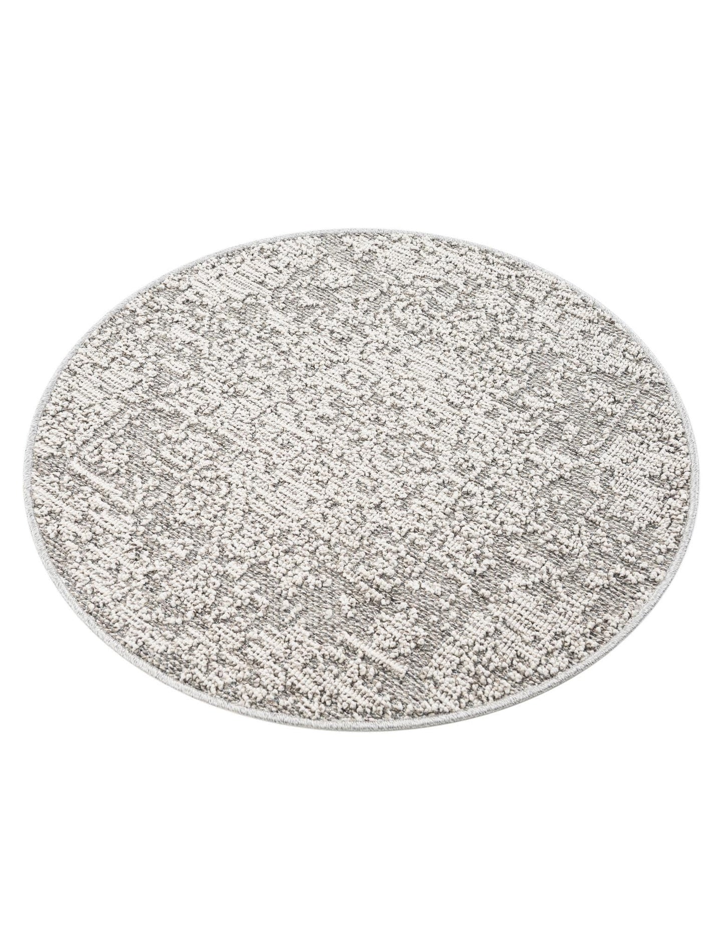Rugs.com - Outdoor Traditional Rug – 3 Ft Round Light Gray Washable Indoor/Outdoor Rug – Perfect for Patios, Decks, and Porches