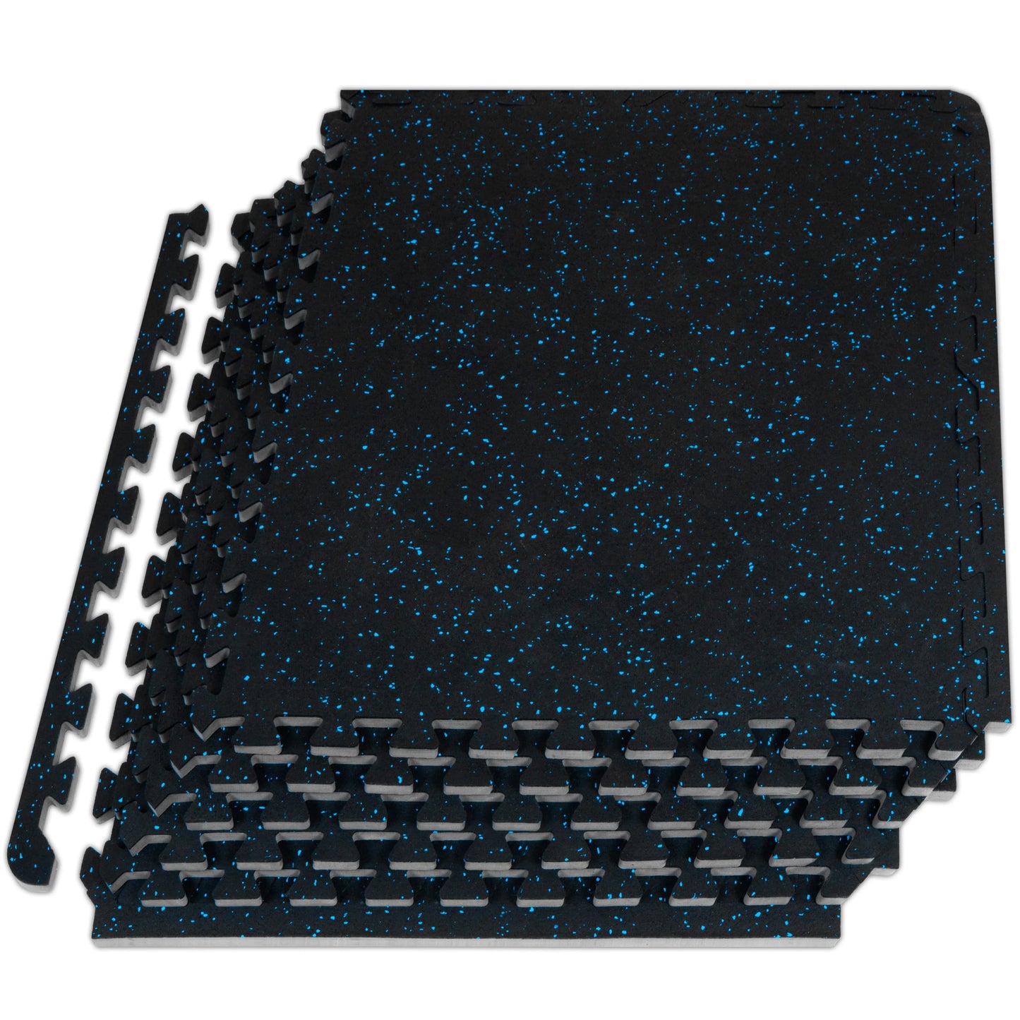 ProsourceFit Rubber Top Exercise Puzzle Mat ½-inch, EVA Foam, Protective Interlocking Tiles for Home Gym Equipment and Workouts; Blue, 24 SQ FT, 6 Tiles