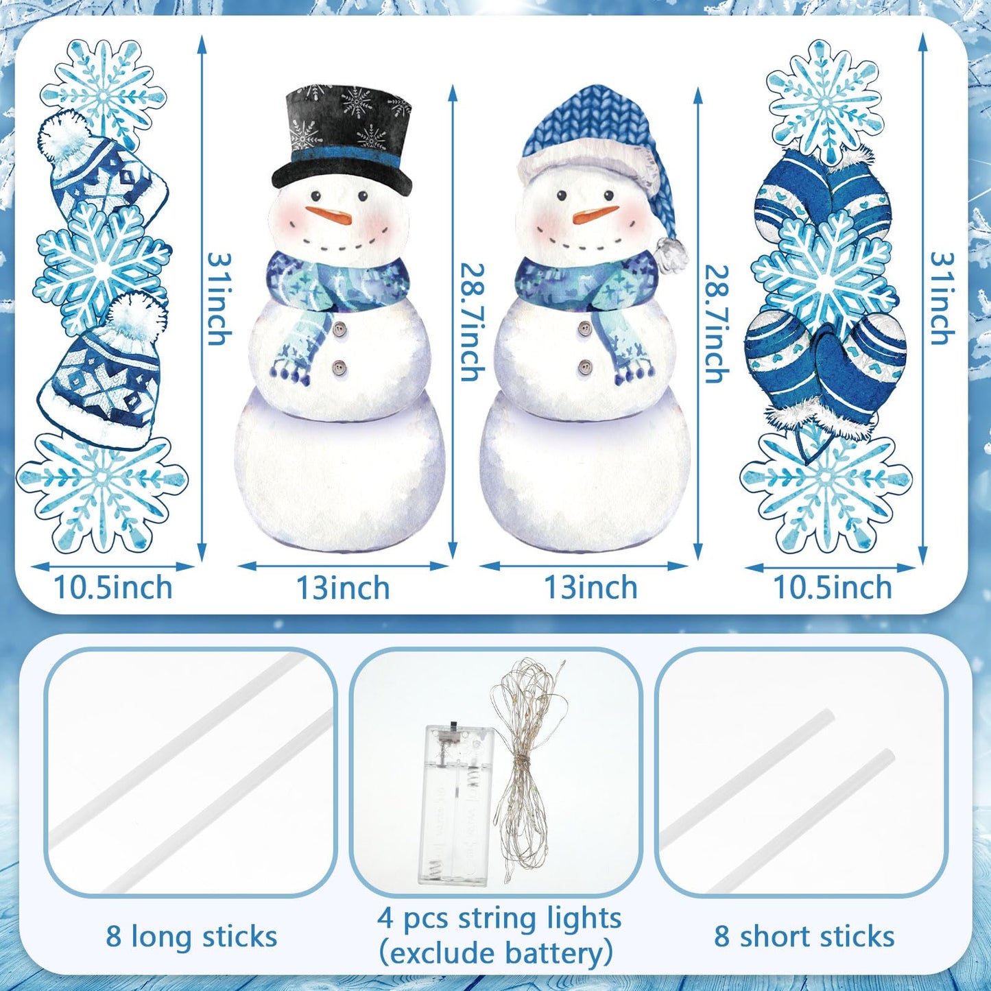 Bencailor 4 Pcs Winter Outdoor Decorations Snowman Snowflake Yard Signs with Stakes Christmas Garden Signs with LED Light Xmas Holiday Large Yard Decor for Home Lawn Party Favor Supplies(Winter Style)