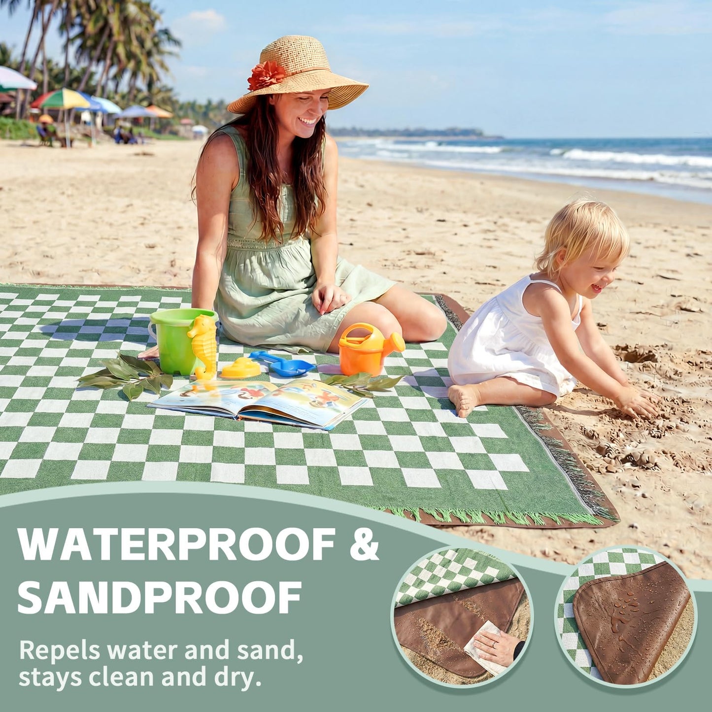 2 in 1 Extra Large Boho Beach Blanket Towel Picnic Mat Outdoor Rug Adult Men Guy Him Brother Dad Boyfriend Uncle Niece Best Friend Friendship Grandpa Husband Son Happy Birthday Cool Unique Gift