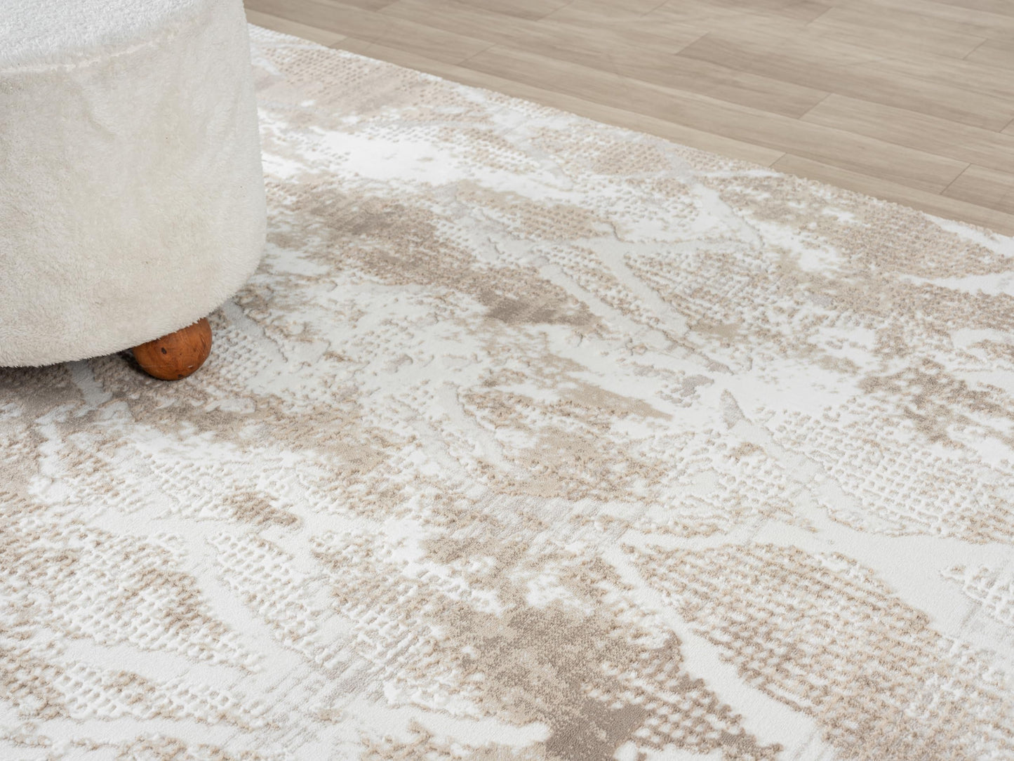 RUGGERRUGS Adel Modern Area Rug for Living Room, 5x7 Rustic Distressed Abstract Beige Neutral Rug, Medium Pile Stain Resistant Carpet for Bedroom, Dining Room or Kitchen (5' x 7', Beige)