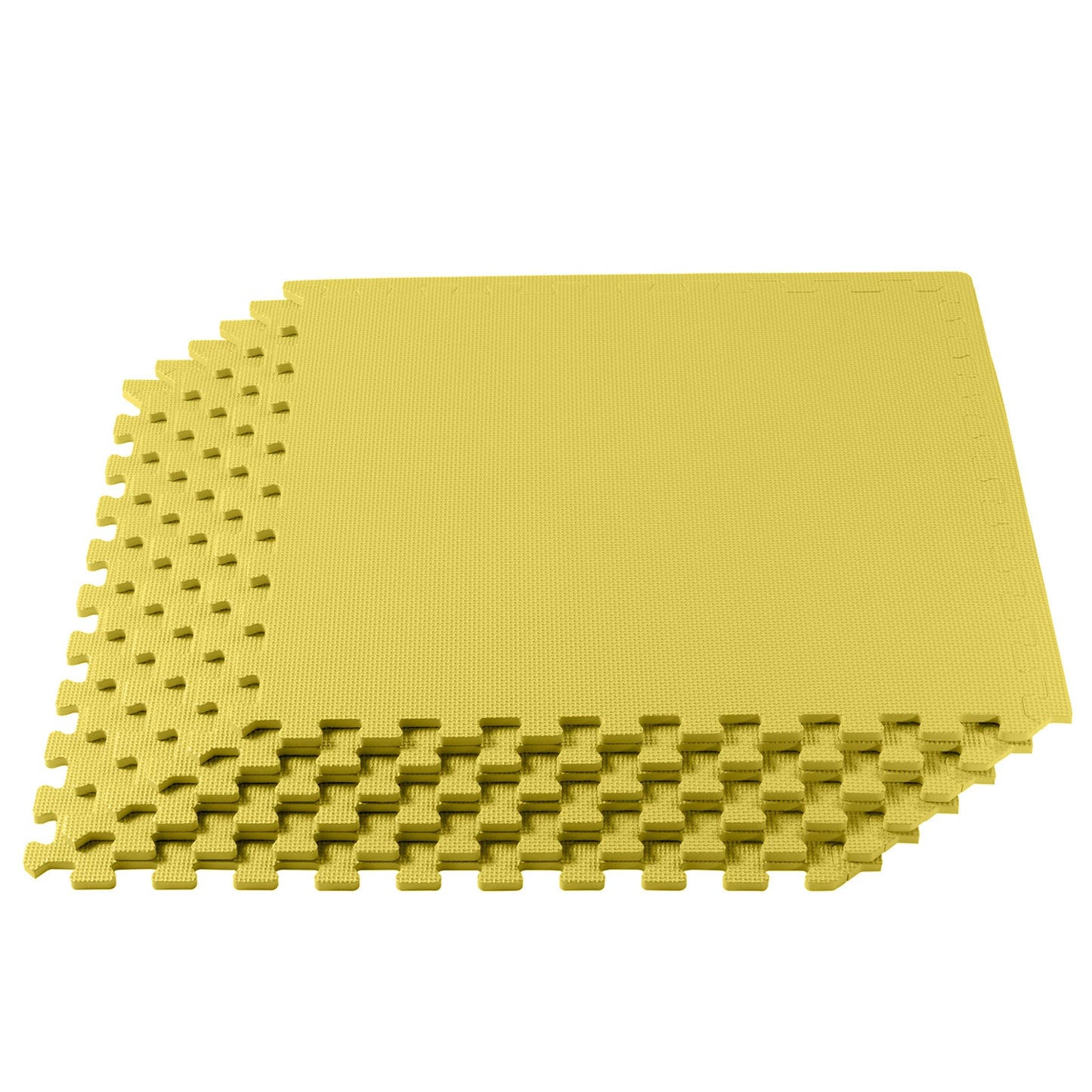 We Sell Mats 3/8 Inch Thick Multipurpose Exercise Floor Mat with EVA Foam, Interlocking Tiles, Anti-Fatigue for Home, or Gym, Yellow, 24 Sq Ft