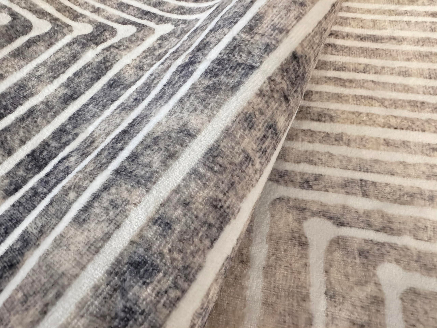 GLN Rugs Contemporary - Ephesus - Machine Washable Area Rug, Modern Washable, Non Slip, Low Pile Area Rug, Entryway, Hallway, Kitchen Rug - Easy Clean (3' x 5' Lines Cream)