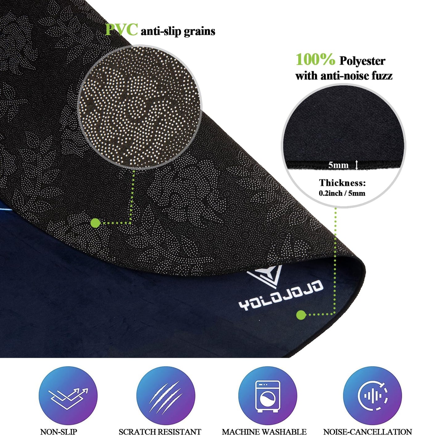 YOLOJOJO Office Chair Mats Hard-Floor Chair Mats Office Gaming Chair Mat with Blue Lightning Design (Blue)