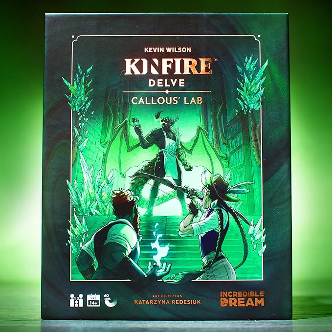 Kinfire Delve: Callous’ Lab – Tactical Solo or 2-Player Card &amp Dice Game Puzzle-Focused Adventure with Replayable Depths Ages 14+ 60+ Min Gameplay (Part of the Kinfire Universe: 5 Standalone Ga