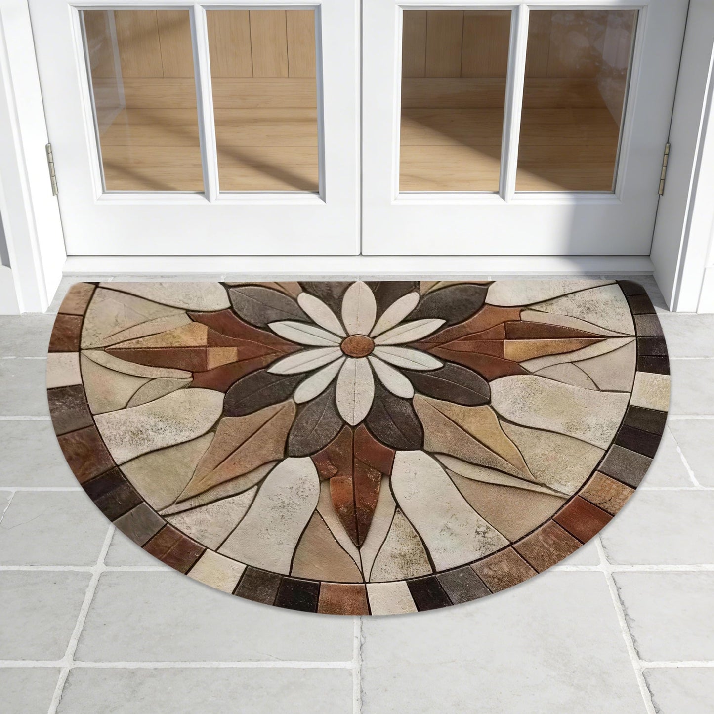 RAIPY Half Round Door Mat 2'x3', Entrance Rug Floor Mats, Print Design Non-Slip Washable Semicircle Rug, Durable Half Moon Mat for Indoor Entrance Living Room