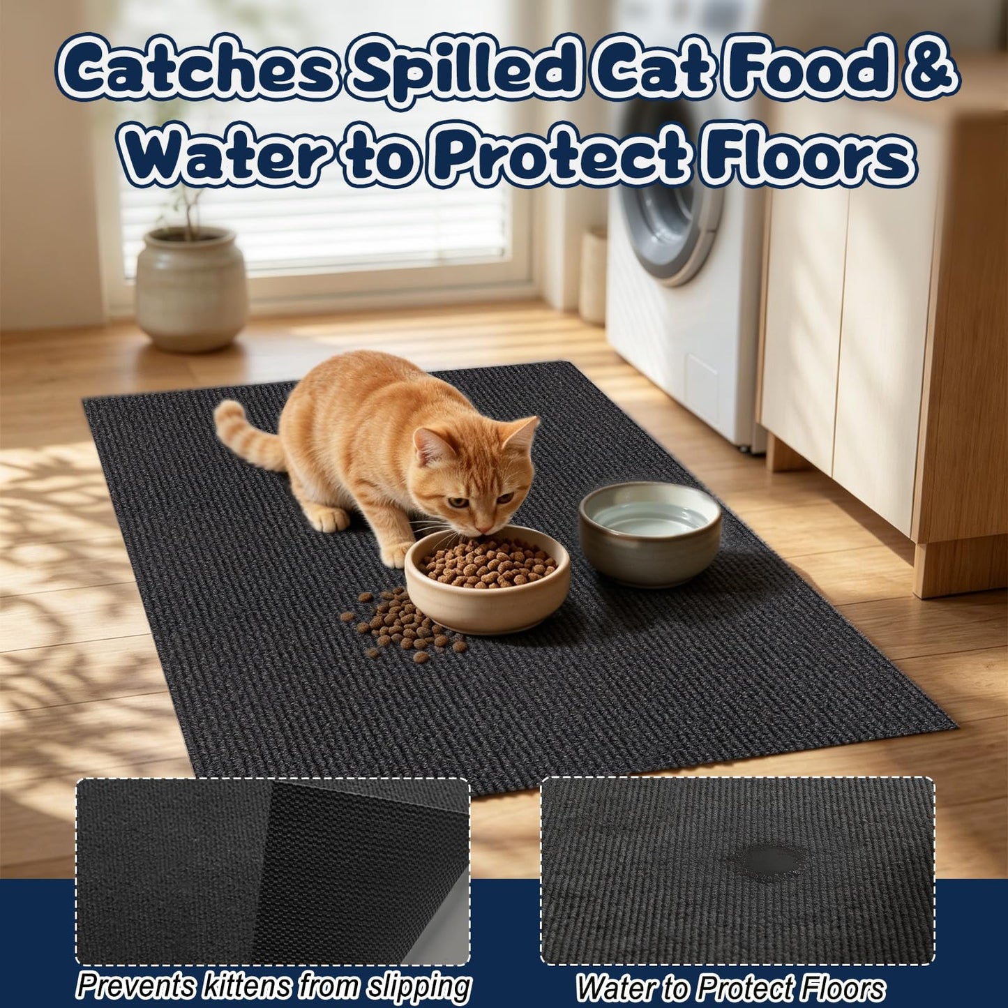 Wibeelee Large Cat Litter Box Mat Waterproof Non-Slip Litters Trapping Mat 30" X 45" Durable Cat Rug for Floor Protection, Soft on Kitty Paws and Easy to Clean