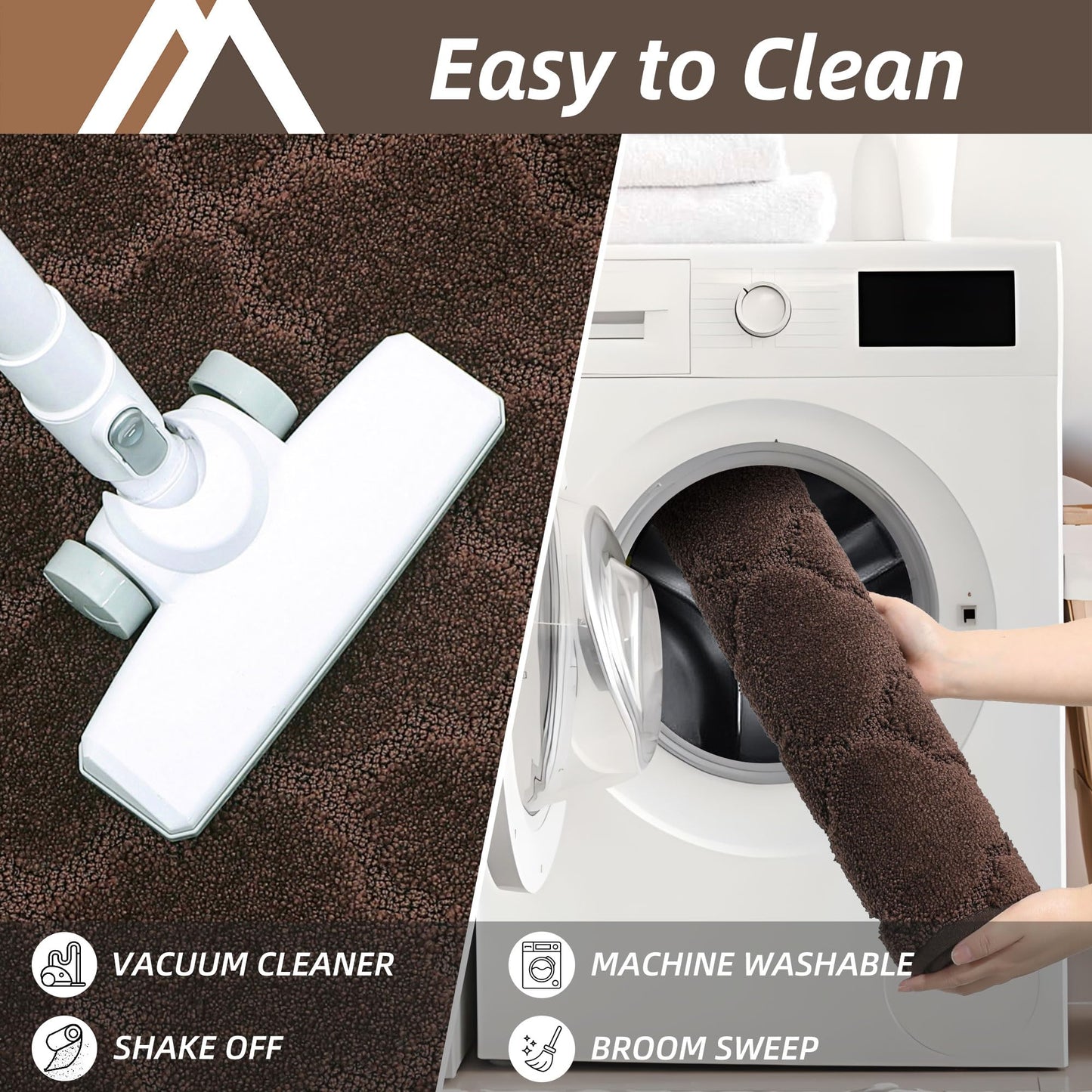 COSY HOMEER Soft Kitchen Rugs [2 PCS] for in Front of Sink Super Absorbent Kitchen Floor Mats and Mats 20x30 Inch/20X48 Non-Skid Kitchen Mat Standing Mat Washable,Polyester,Brown