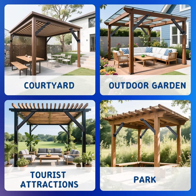 45 Degree Angle Brackets Kit - 4 Pcs for 6''x6'' Lumber | Ideal for Pergolas & Gazebos