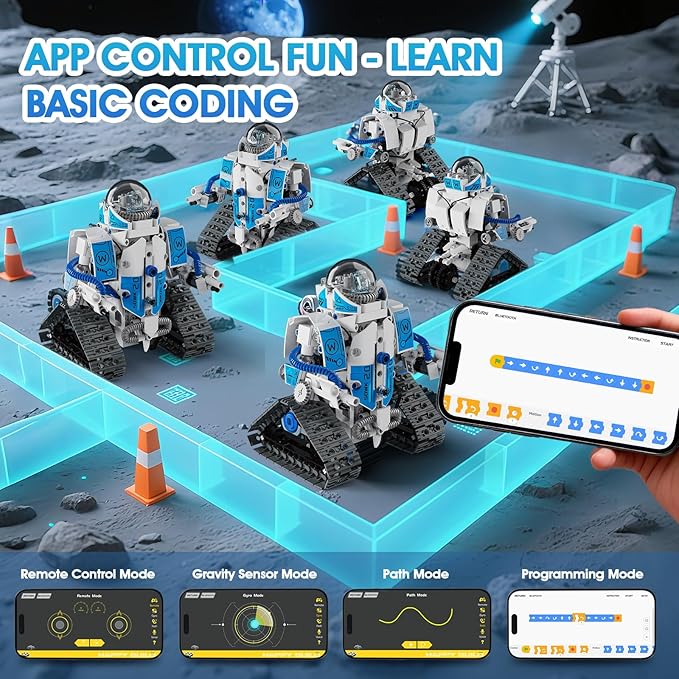 6 in 1 STEM Robot Building Kit 780 PCS APP &amp Remote Control Space Robot Toys for Kids Age 8-14+ Engineering Technic Coding Robotic Kit Educational Science Set Birthday Gift for Boys Girls