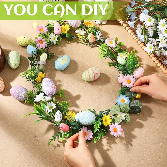 6 Pcs 12-16 inch Wreath Metal Frame Form Floral Garden Wire Wreath Form for DIY Craft Project Indoor Outdoor Holiday Hanging Decor(Egg)