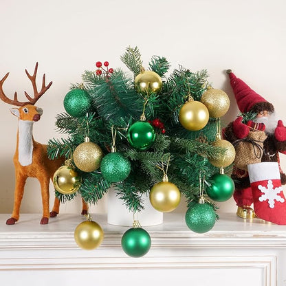30ct Halloween Ball Ornaments, Shatterproof Halloween Tree Decorations, Perfect Hanging Ball for Indoor/Outdoor Holiday Party Decor (Green, Gold, 2.36'')