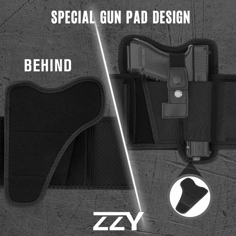 Belly Band Holster for Concealed Carry | Fits Glock, Sig P365, Taurus & More - Adjustable Size for Men & Women