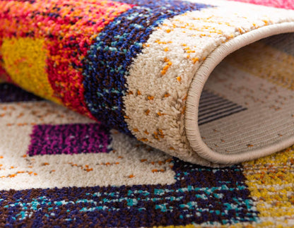 Unique Loom Estrella Collection Colorful, Geometric, Squares Modern, Abstract Area Rug (7' 0 x 10' 0 Rectangular, Multi/Beige)
