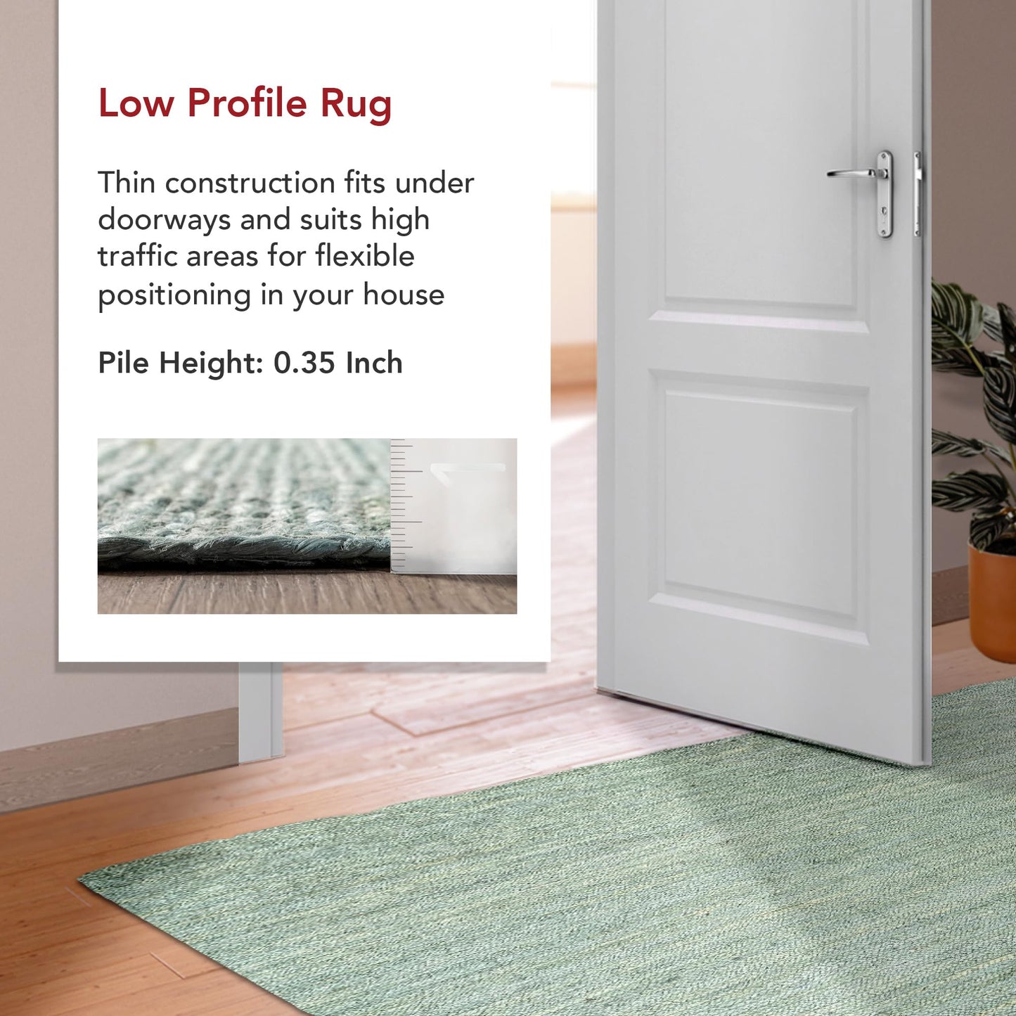 nuLOOM 8x10 Rigo Jute Hand Woven Area Rug, Green, Solid Farmhouse Design, Natural Fiber, For Bedroom, Living Room, Dining Room, Hallway, Office, Kitchen, Entryway