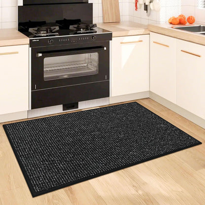 BEQHAUSE Kitchen Rugs 32"x48", Non-Slip Kitchen Mats for Floor, Super Absorbent and Stain Resistant Kitchen Rugs, Machine Washable Rugs for Kitchen, Hallway, Laundry & Sink, Black