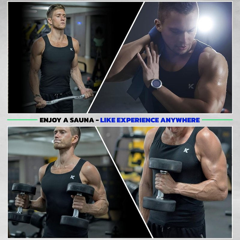 Kewlioo Men's Sauna Suit Pullover - Heat Trapping Compression Vest for Gym Workouts | Shapewear Top