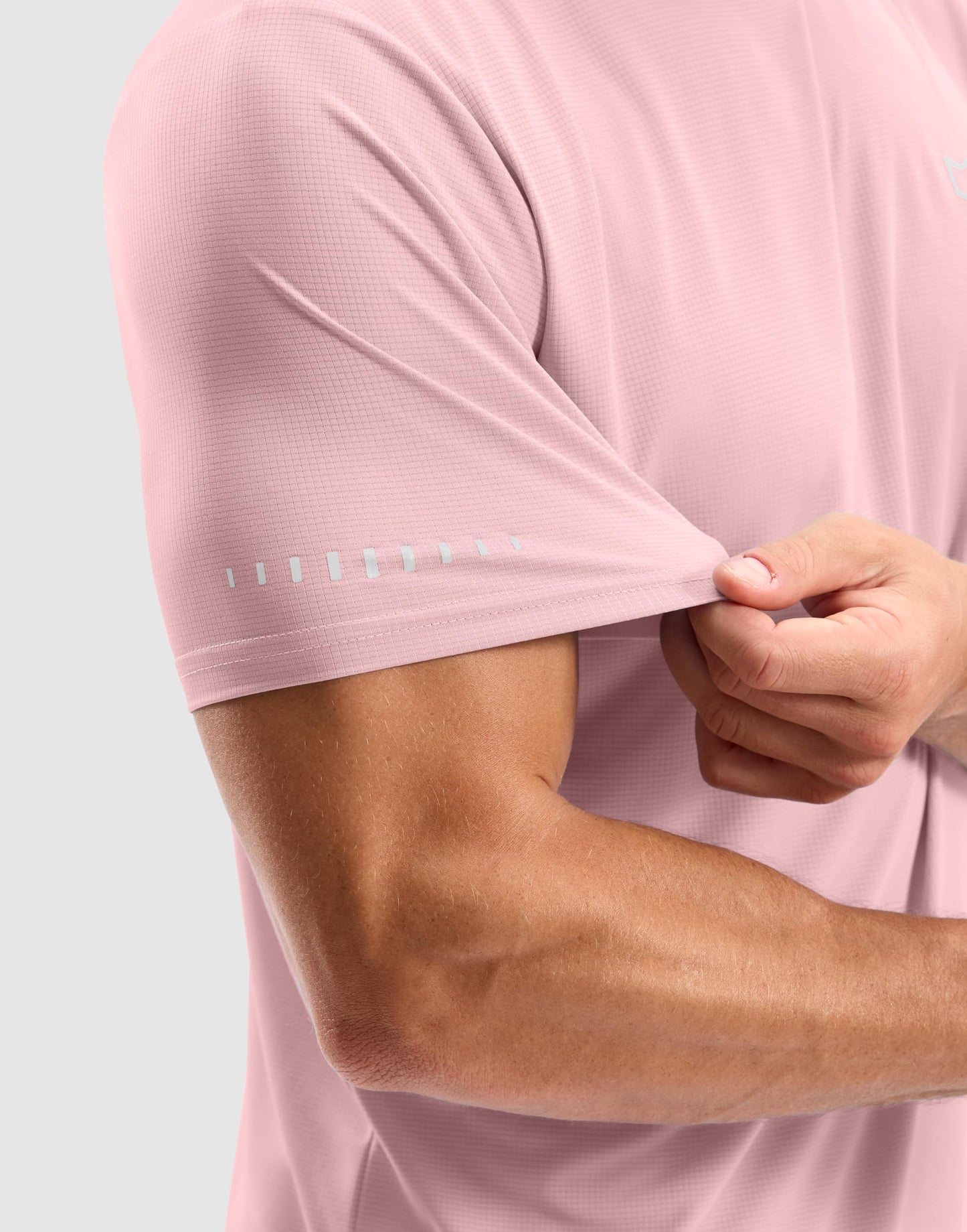 Men's Workout Breathable T-Shirts Dry Fit UPF 50+ Sun Shirts Quick Dry Cooling Tee for Athletic, Running, Hiking (Light Pink, 2XL)