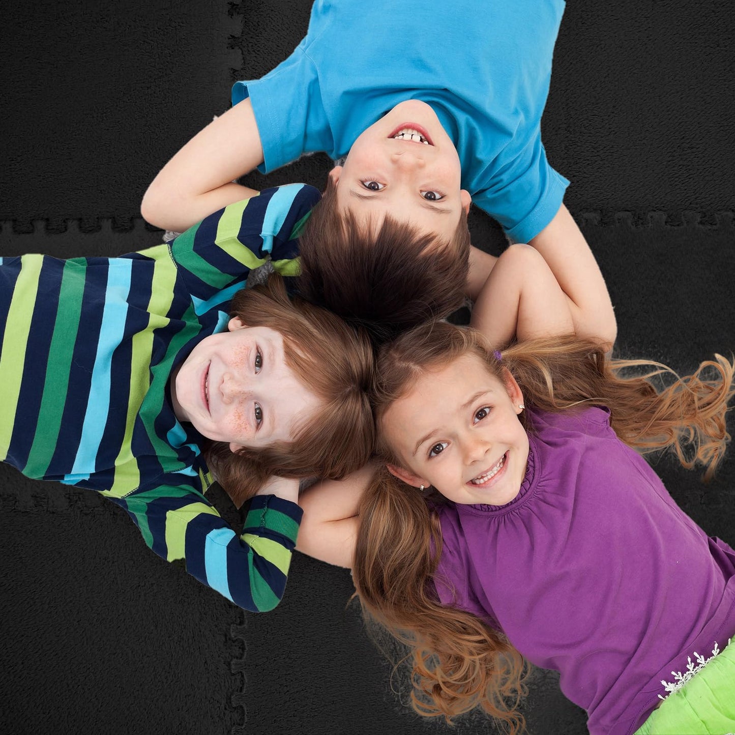 Timgle 36 Pcs Interlocking Carpet Tiles Plush Foam Floor Mats with Border Fluffy Play Mat Floor Tiles Soft Climbing Area Rugs for Kids Home Playroom Decor, 12 x 12 x 0.4 Inch(Black)