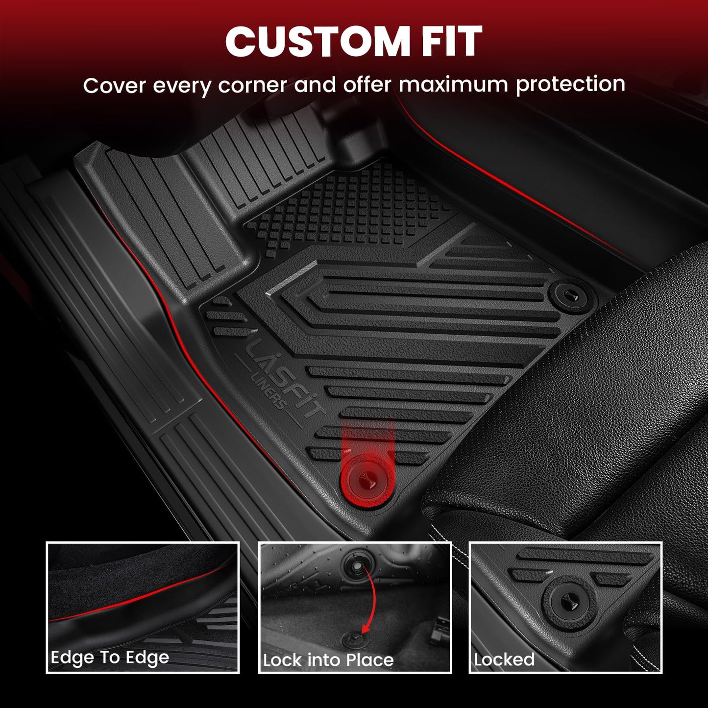 LASFIT Floor Mats & Cargo Liner for Toyota Sienna 7 Seat 2013-2020 (Not Fit Sliding Center Console) All Weather TPE Custom Fit Floor Liners & Trunk Mat for Sienna 7 Seat Full Set Mats Accessories