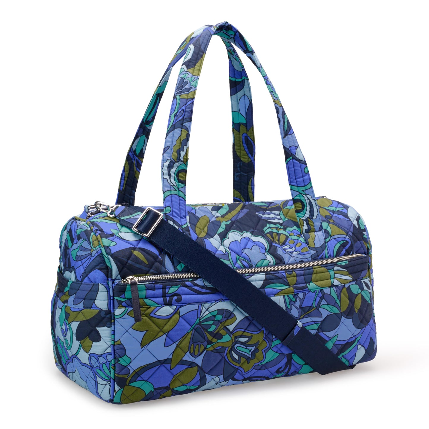 Amazon Essentials Women's Quilted Weekender Duffel Bag, Blue Paisley, One Size