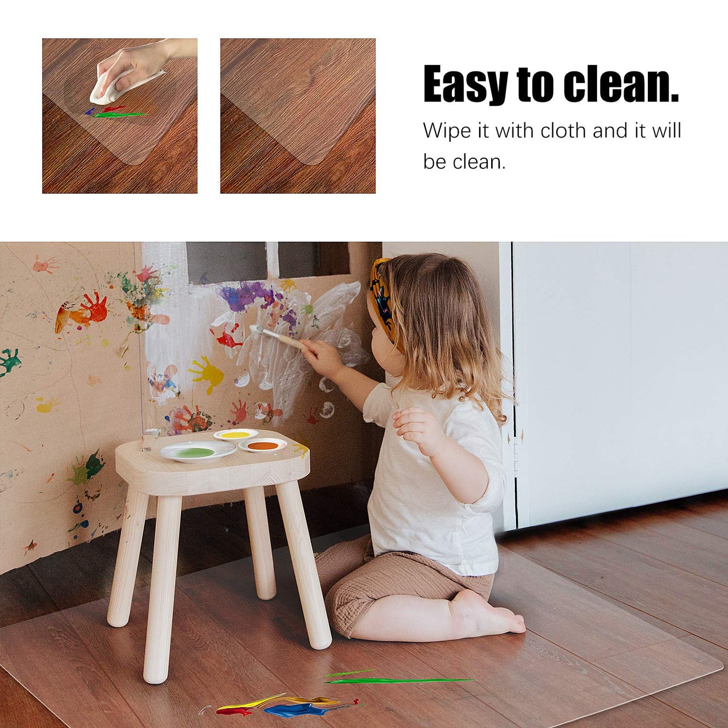 Kuyal Clear Chair mat for Hard Floors 48 x 48 inches Transparent Floor Mats Wood/Tile Protection Mat for Office & Home(48" X 48" Square)
