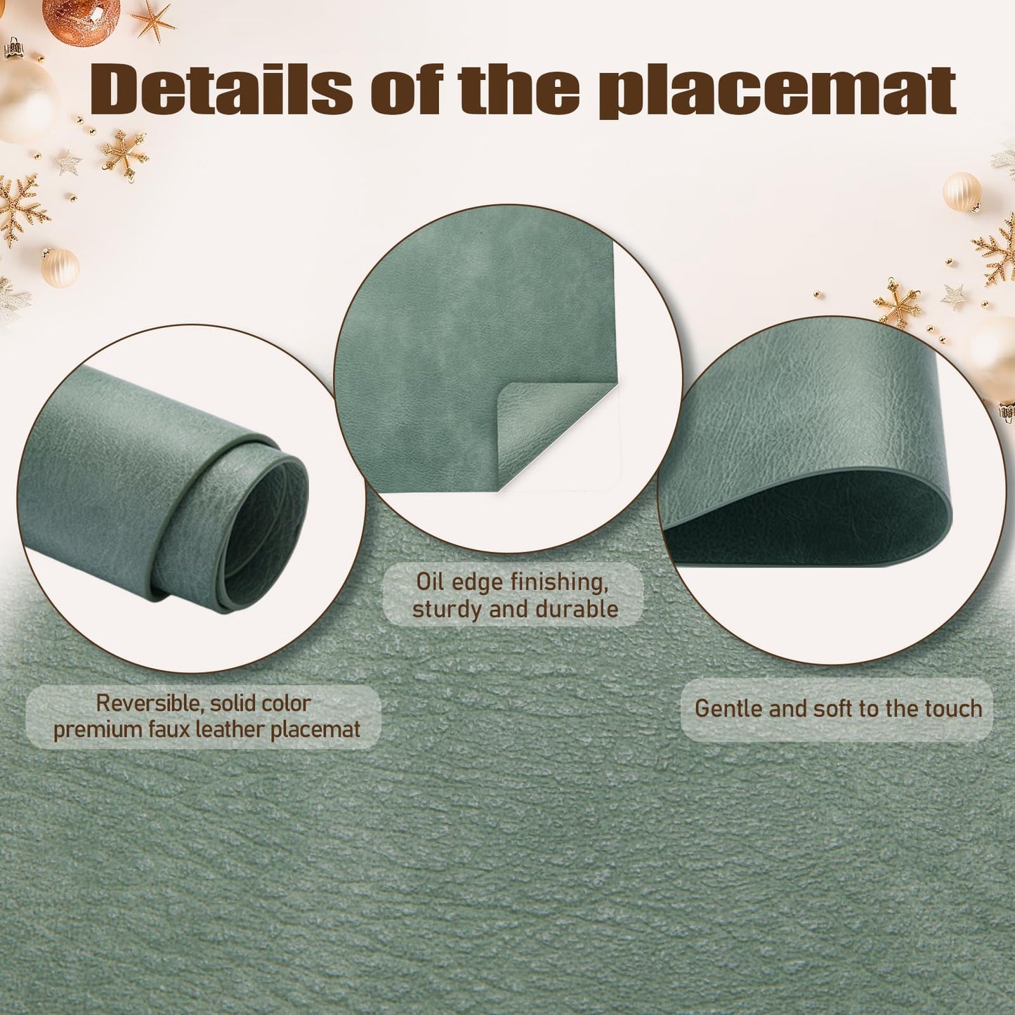 UnivoColors Placemats,Heat Resistant Placemats Set of 8 Washable 12 x 17 Inch,Waterproof Table Mats,Wipeable Pu Place Mats for Kitchen,Dining Room.Reddish Brown