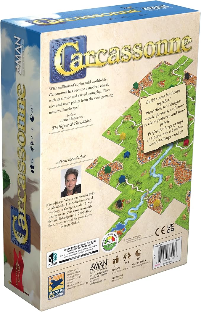 Asmodee Carcassonne Board Game - Classic Tile-Laying Strategy Game Family Fun Medieval Adventure for Kids &amp Adults Ages 7+ 2-5 Players 35 Minute Playtime