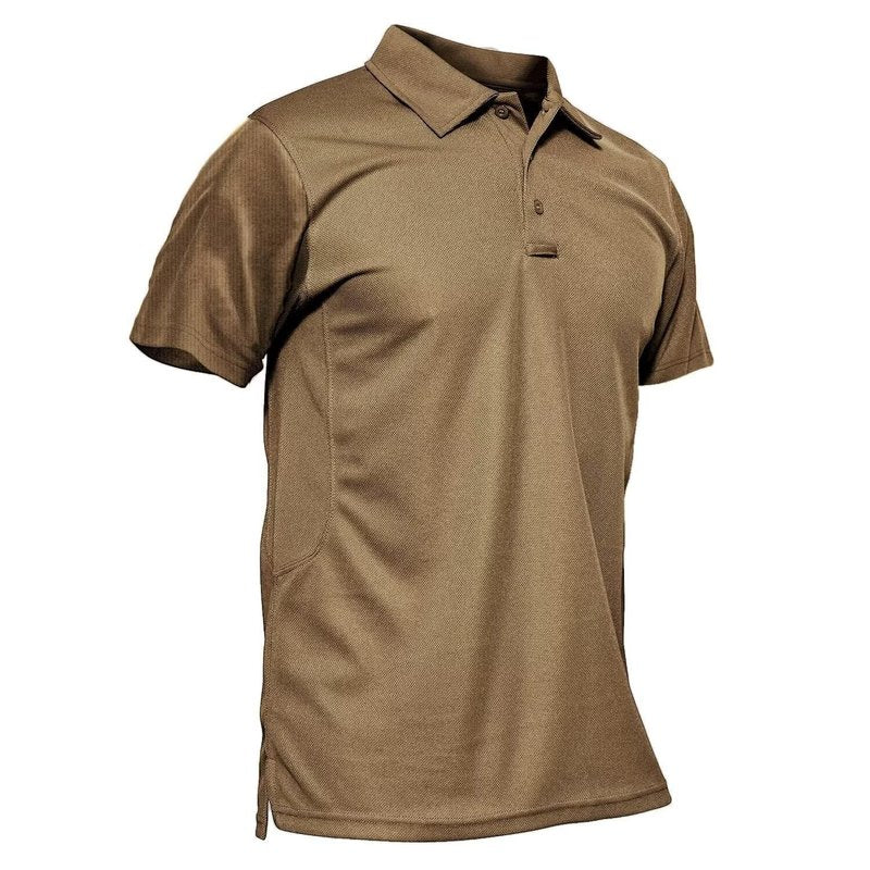 MAGCOMSEN Mens Polo Shirts Short Sleeve Golf Work Casual Quick Dry Breathable Summer Shirt Brown L