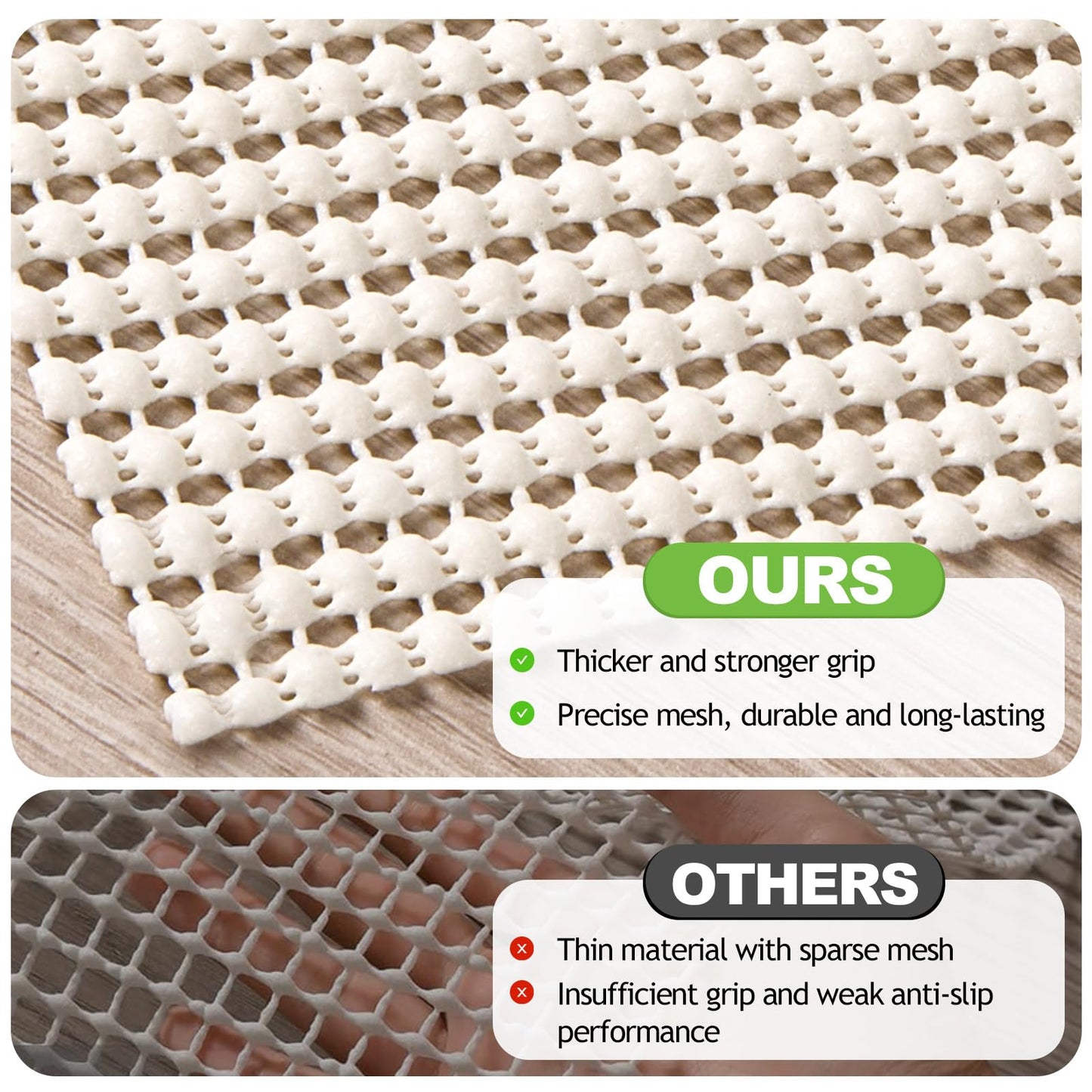 Songrey Non-Slip Rug Pad Gripper 2x3 FT, Extra Thick Carpet Pads for Hard Surfaces, Prevents Sliding and Secures Rugs, Provides Floor Protection with Comfort Cushioning