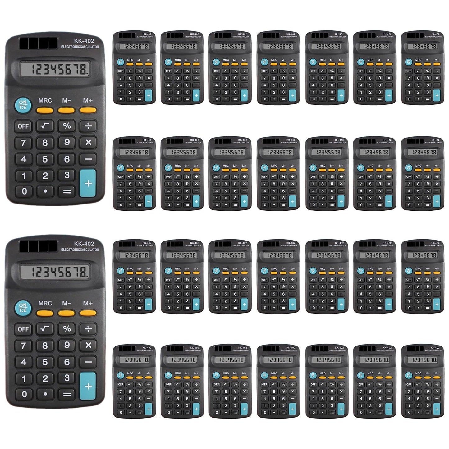 30 Pieces Pocket Size Mini Calculator Merkaunis Pocket Calculator Bulk Black Battery Powered Handheld 8 Digit Basic Calculators for School Desktop Home Kids Office