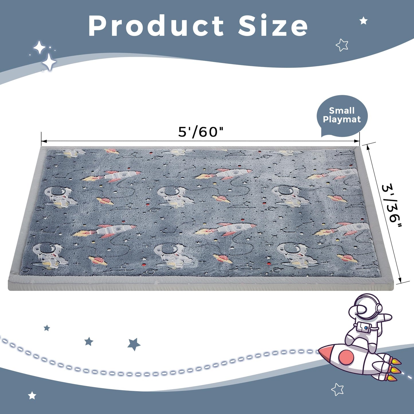 MAXYOYO Play Mat, 1.2" Thick Memory Foam Soft Padded Carpet with Non-Slip Backing, Japanese Tatami Rug Living Room for Kids Toddler Children Nusery