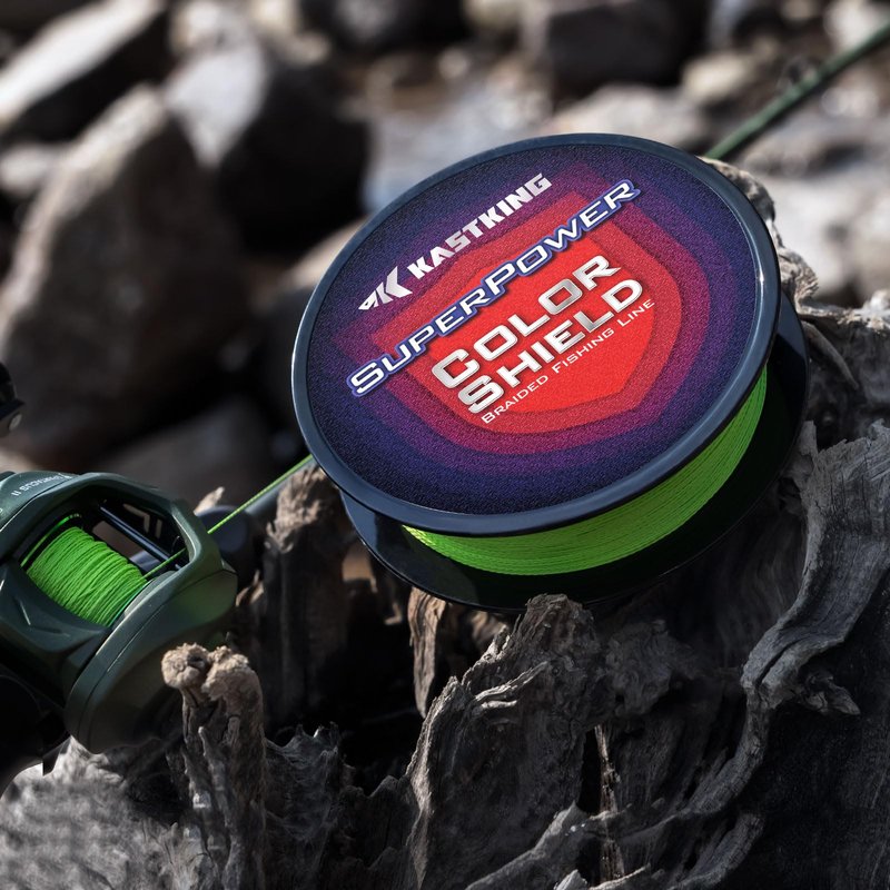 KastKing Superpower ColorShield Braided Fishing Line, Neon Green, 15LB, 300Yards, X4