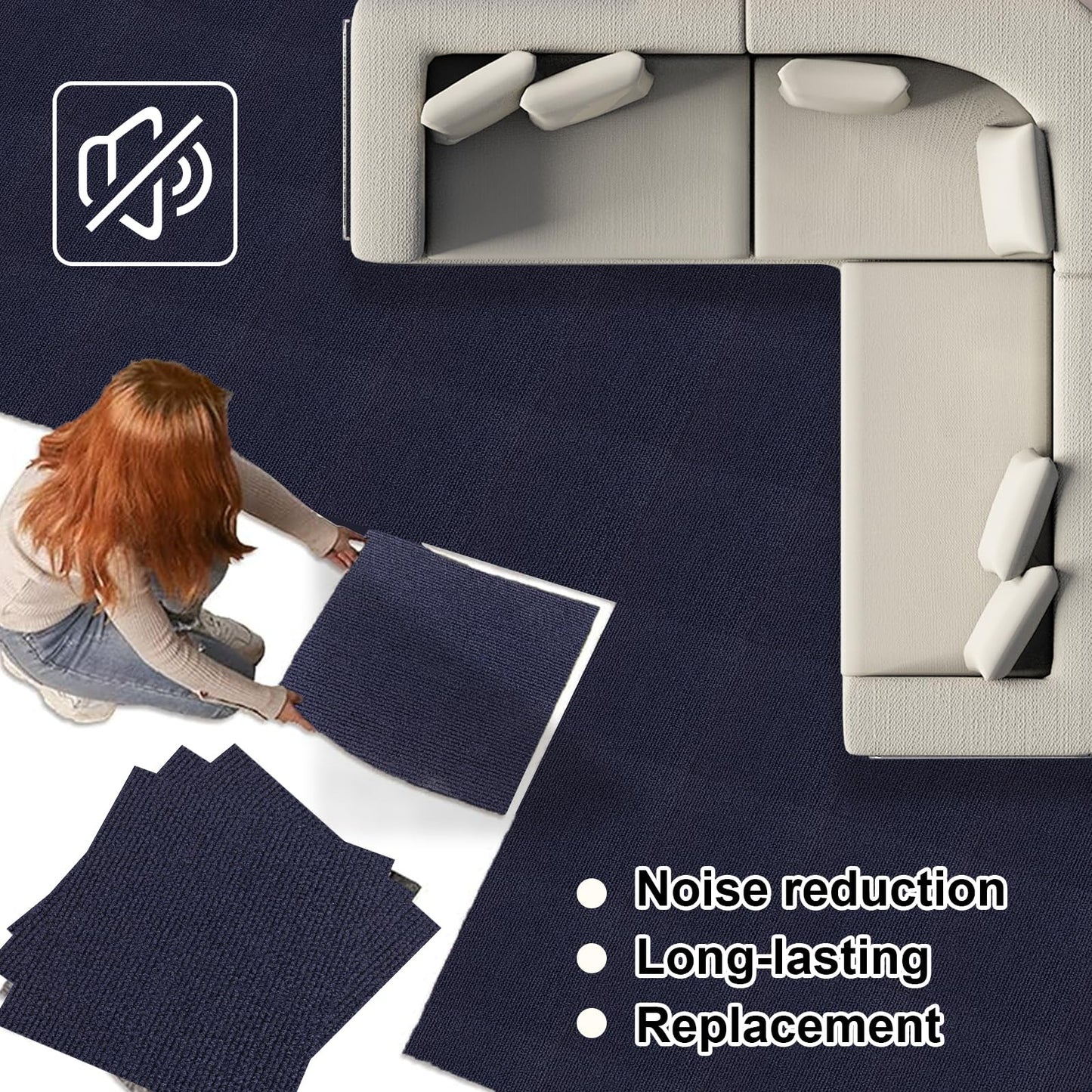 36 Pack Peel and Stick Carpet Tiles Squares 12" x 12" Self Adhesive Carpet Tiles Soft Padded Carpet Floor Tile for Office, Living Room, Bedroom,Dining Room