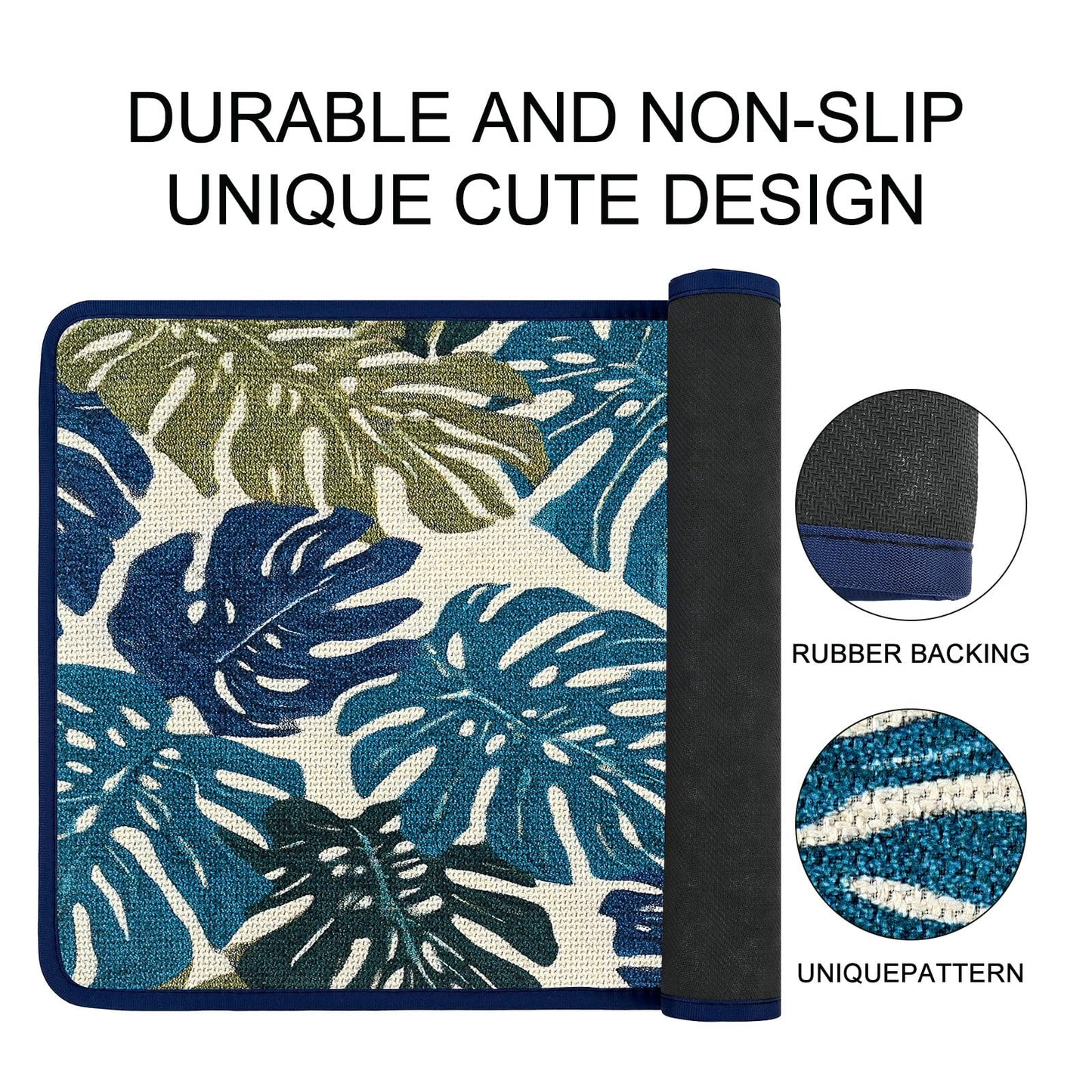 Worltoldb Palm Tree Leaves Door Mat Indoor Outdoor Entrance Floor Mats Non-Slip Washable Decor Rugs 27x15 Inch