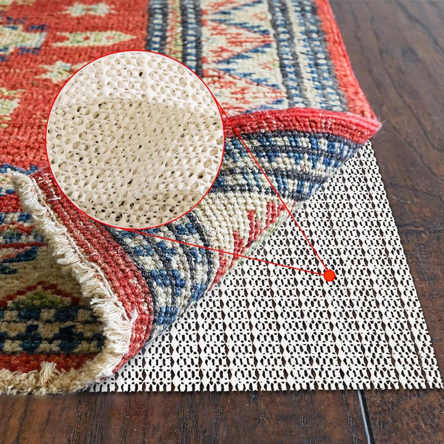 Non SlipGripper Pad for Hardwood Floors, Area Rug Pads for Tile Floor, Under Carpet Anti Skid Mat, Keep Your Rug Safe in Place,Can be Cut to Any Size (White, 79x55inch)