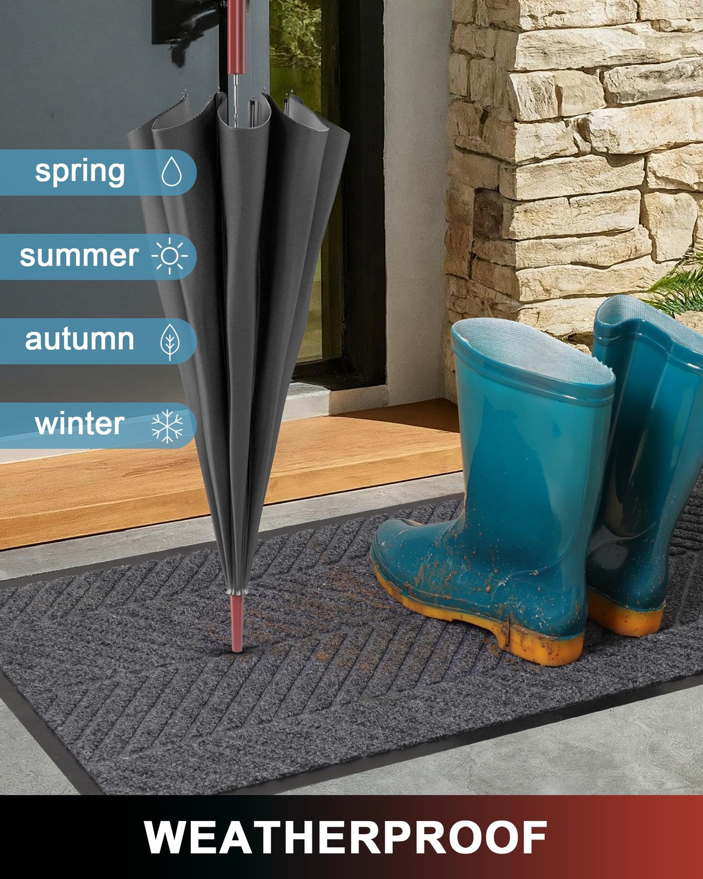 Front Door Mat Indoor Outdoor Entrance, 5' x 7' Heavy Duty Doormat for Entryway, Absorbent Low Profile Welcome Mats Non-Slip, Trap Dirt Durable Mats for Home, Patio, Garage